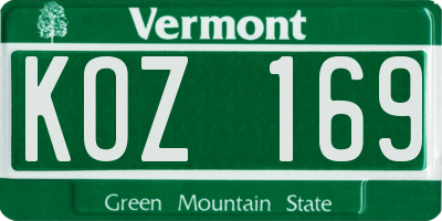 VT license plate KOZ169