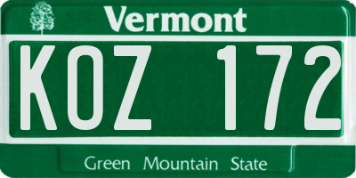 VT license plate KOZ172