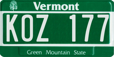 VT license plate KOZ177