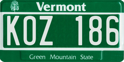 VT license plate KOZ186