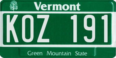 VT license plate KOZ191