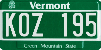 VT license plate KOZ195