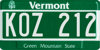 VT license plate KOZ212