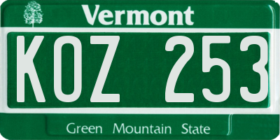 VT license plate KOZ253