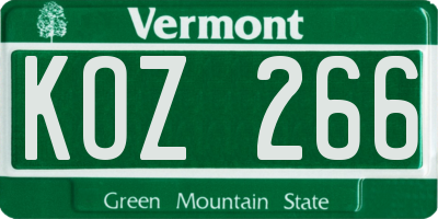 VT license plate KOZ266