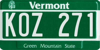 VT license plate KOZ271