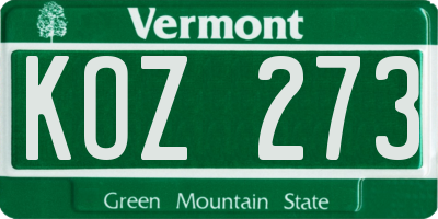 VT license plate KOZ273