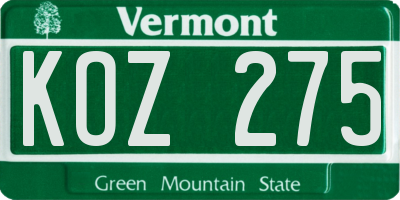 VT license plate KOZ275