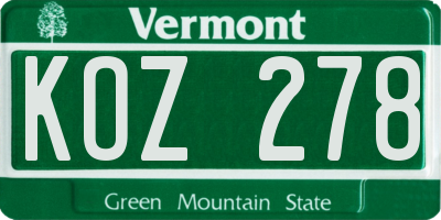 VT license plate KOZ278