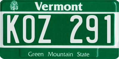 VT license plate KOZ291