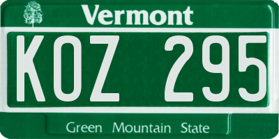 VT license plate KOZ295