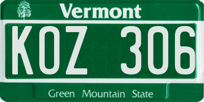 VT license plate KOZ306