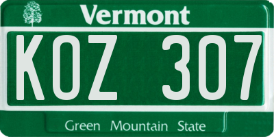 VT license plate KOZ307
