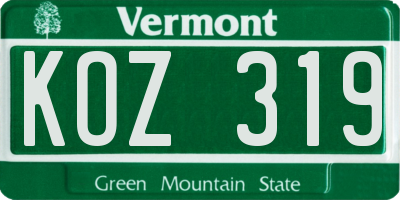 VT license plate KOZ319