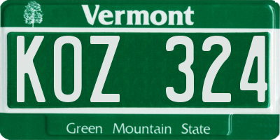 VT license plate KOZ324