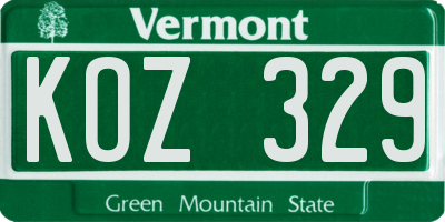 VT license plate KOZ329