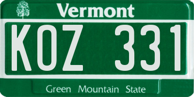 VT license plate KOZ331
