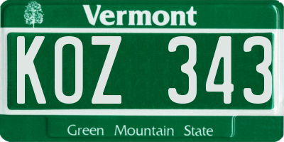 VT license plate KOZ343