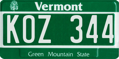 VT license plate KOZ344