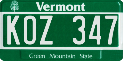 VT license plate KOZ347