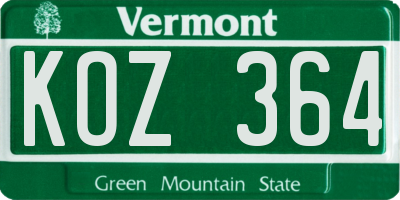 VT license plate KOZ364