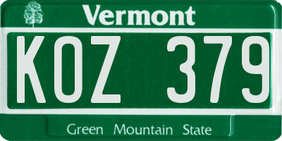 VT license plate KOZ379