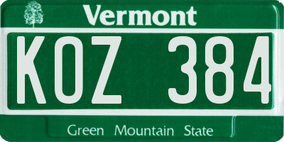 VT license plate KOZ384