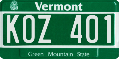 VT license plate KOZ401