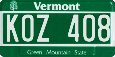 VT license plate KOZ408