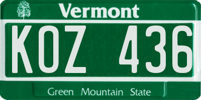 VT license plate KOZ436