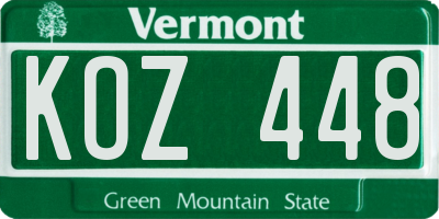 VT license plate KOZ448