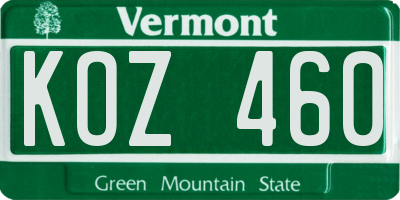 VT license plate KOZ460