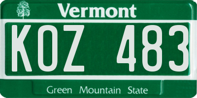 VT license plate KOZ483