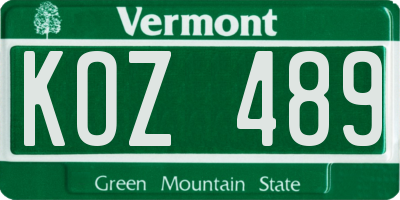 VT license plate KOZ489