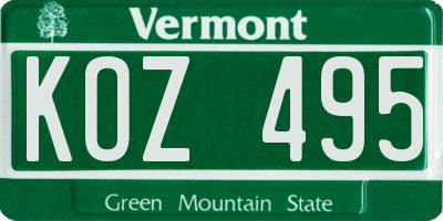 VT license plate KOZ495
