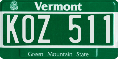VT license plate KOZ511