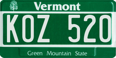 VT license plate KOZ520