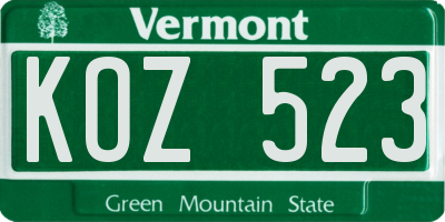 VT license plate KOZ523