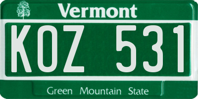 VT license plate KOZ531