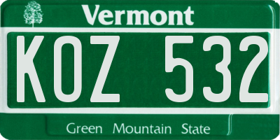 VT license plate KOZ532