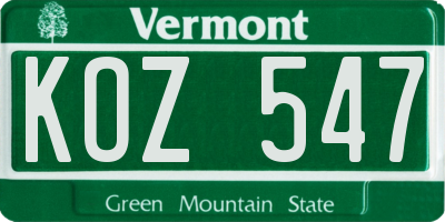 VT license plate KOZ547