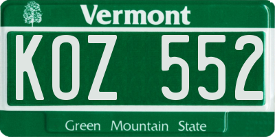 VT license plate KOZ552