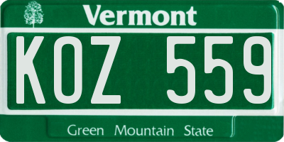 VT license plate KOZ559