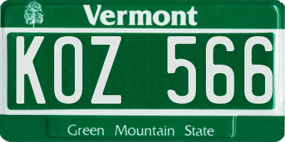 VT license plate KOZ566