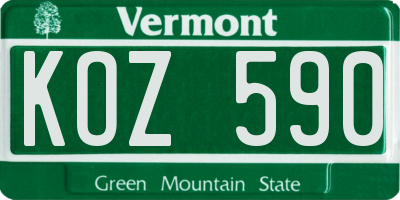 VT license plate KOZ590