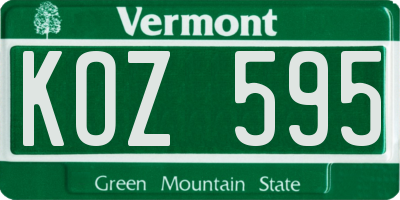 VT license plate KOZ595