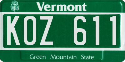 VT license plate KOZ611