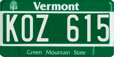 VT license plate KOZ615