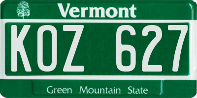 VT license plate KOZ627