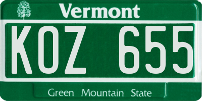 VT license plate KOZ655